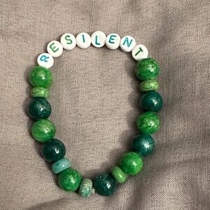 Green Beaded 'Resilient' Bracelet